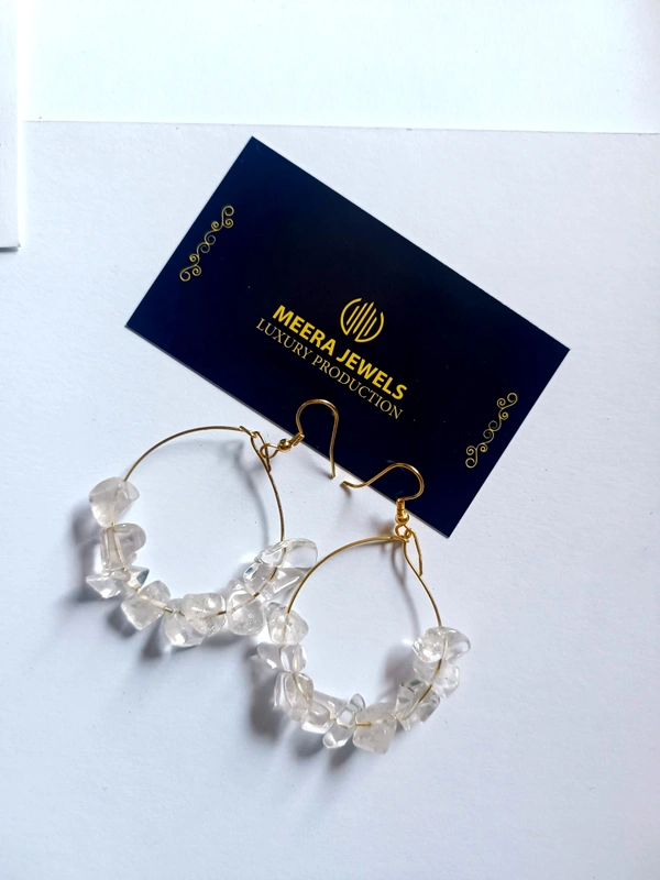 Meera Jewels Multi Stone Hoops - Crystal (Uncut)
