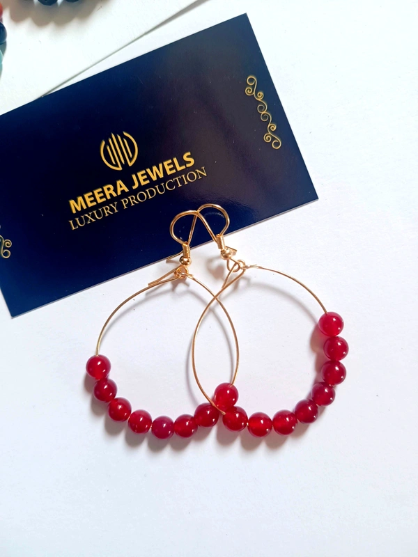 Meera Jewels Multi Stone Hoops - Onyx