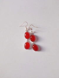 Meera Jewels Rose Quartz Earring - Red Onyx