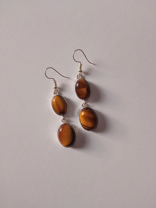 Meera Jewels Rose Quartz Earring - Tiger Eye