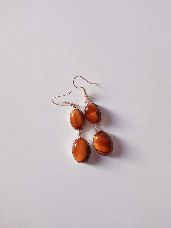Meera Jewels Rose Quartz Earring - Tiger Eye