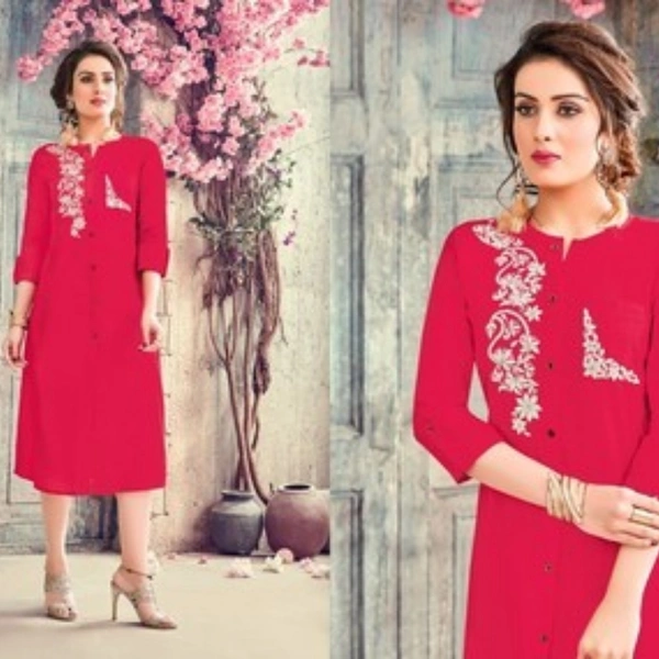 Tunic Designer Kurti - magenta ,white , orange, XXL