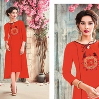 Tunic Designer Kurti - magenta ,white , orange, XXL