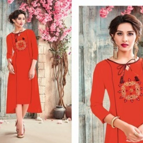 Tunic Designer Kurti - magenta ,white , orange, XXL