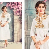 Tunic Designer Kurti - magenta ,white , orange, XXL