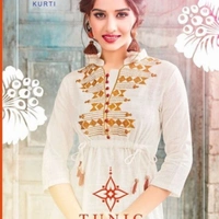 Tunic Designer Kurti - magenta ,white , orange, XXL