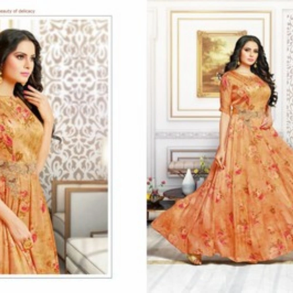S T MYRA Designer Gown - orange, XXL