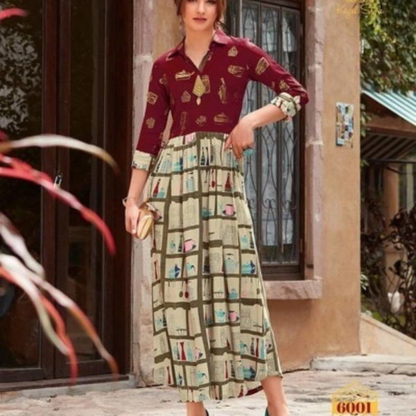 Dairy Milk Kajal Style Designer Long Kurti - Maroon, XL