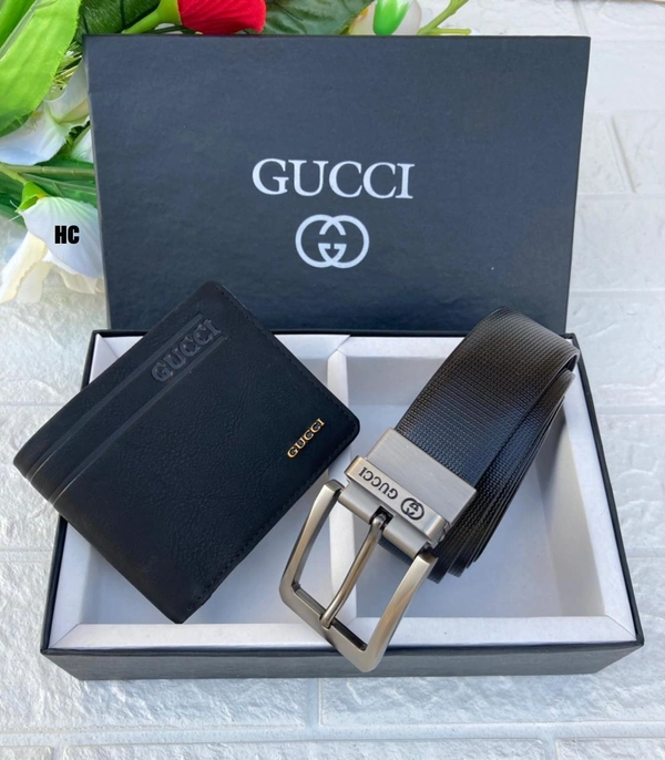 Special Offer Gucci Wallet & Belt Combo - BLACK