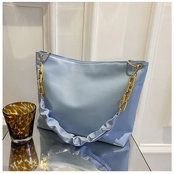 Branded Shoulder Bag - LIGHT BLUE