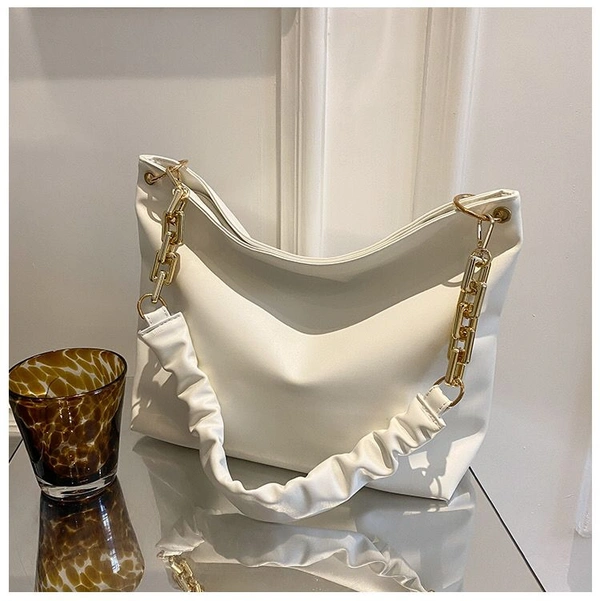 Branded Shoulder Bag - WHITE