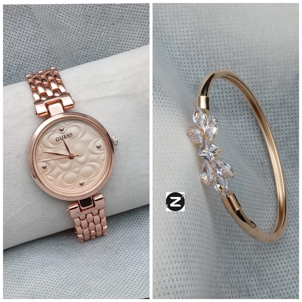 Guess Watch & Kada Combo - COPPER