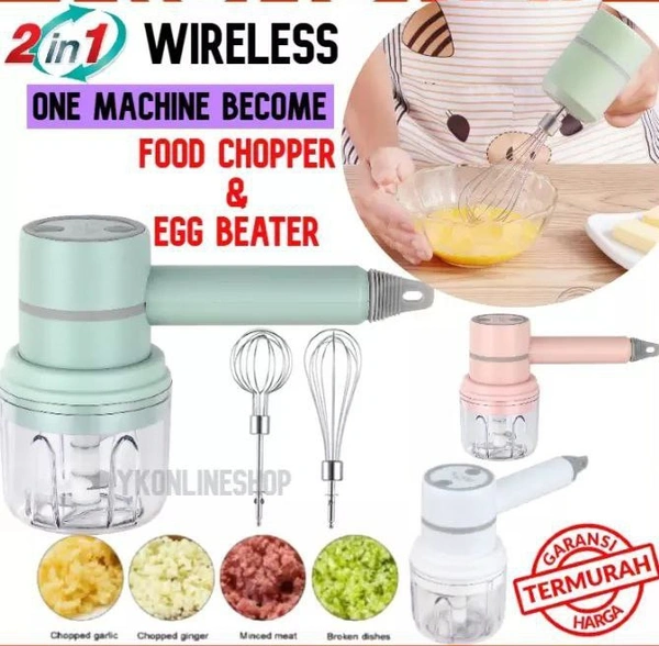 2 in 1 Wireless Rechargable Electric Mixer & Chopper