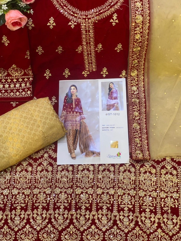Most Hitting MARIA B VEVET DESIGNER SUIT