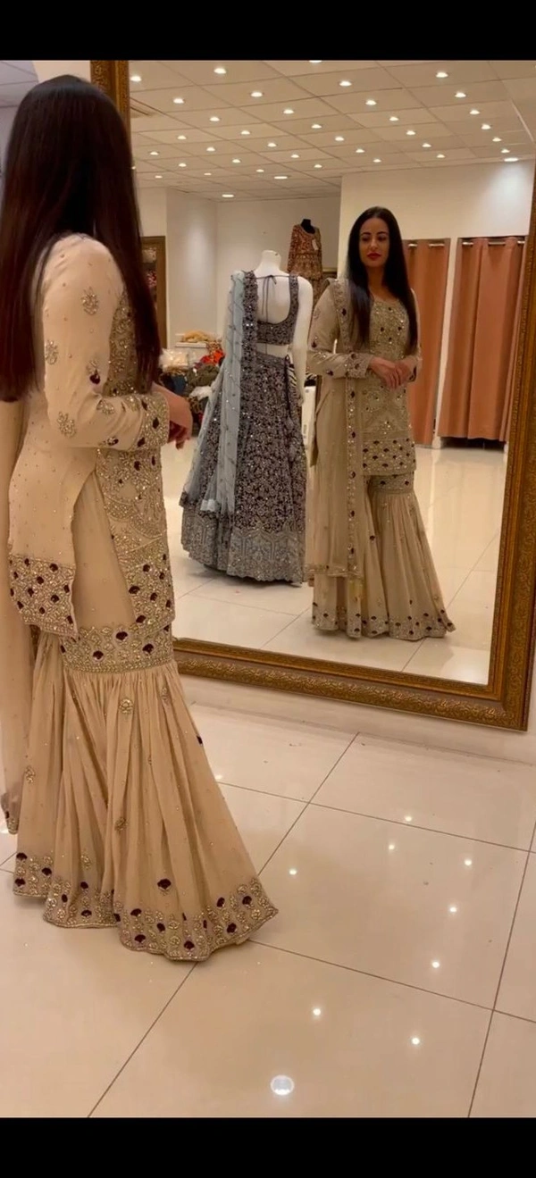 Designer Sharara Suit - Off white