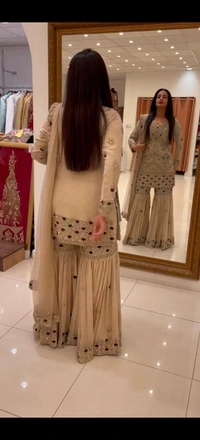 Designer Sharara Suit - Off white
