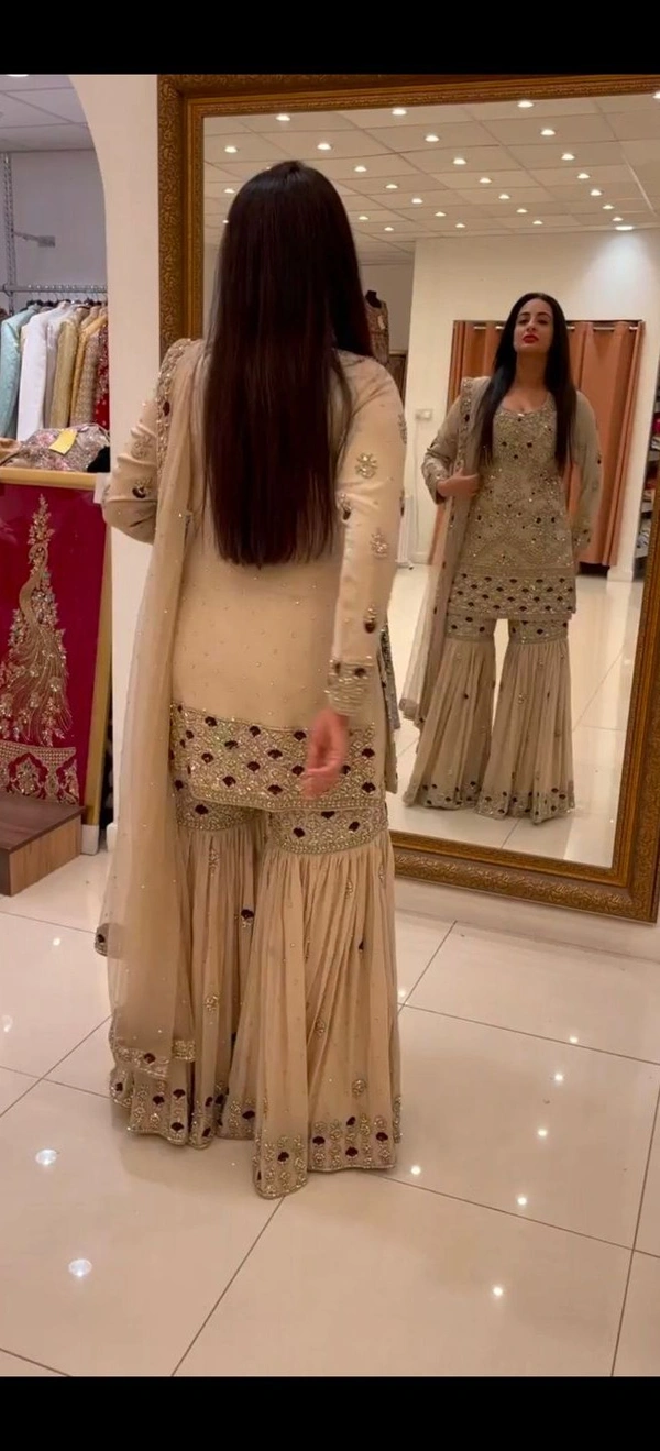 Designer Sharara Suit - Off white