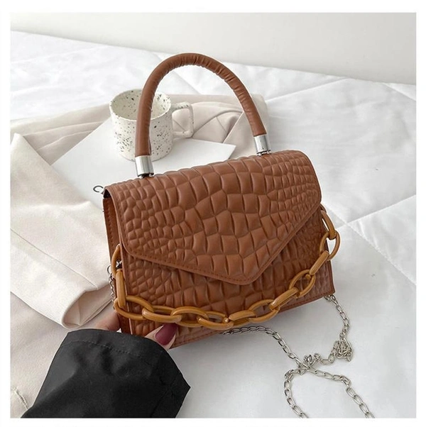 IMPORTED SLING BAG - Brown, 8×9 inch