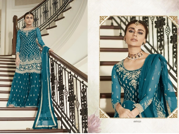 Designer Sharara - Firozi