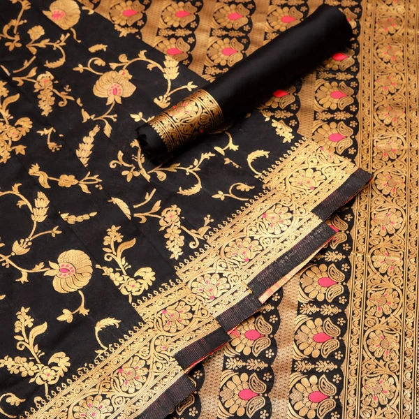  CREATION BRAND'S BEAUTIFUL RICH PALLU & JACQUARD WORK SAREE  - BLACK