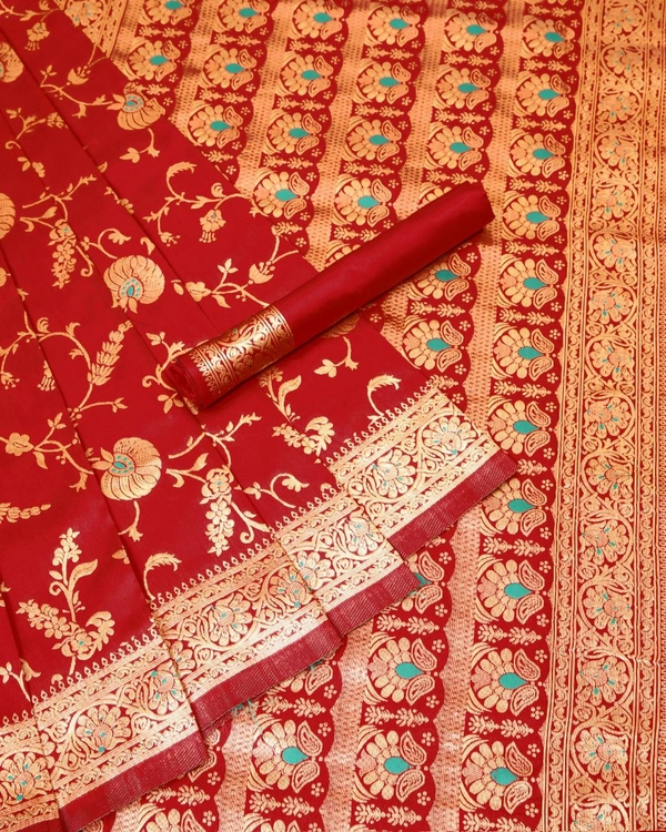  CREATION BRAND'S BEAUTIFUL RICH PALLU & JACQUARD WORK SAREE  - RED
