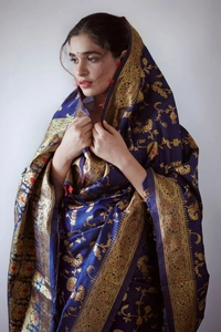  CREATION BRAND'S BEAUTIFUL RICH PALLU & JACQUARD WORK SAREE  - BLUE