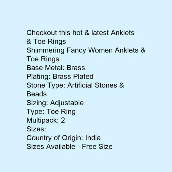 Shimmering Fancy Women Anklets & Toe Rings - india, 5.0