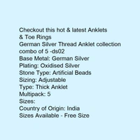 German Silver Thread Anklet collection combo of 5 -ds02 - india, 5.0