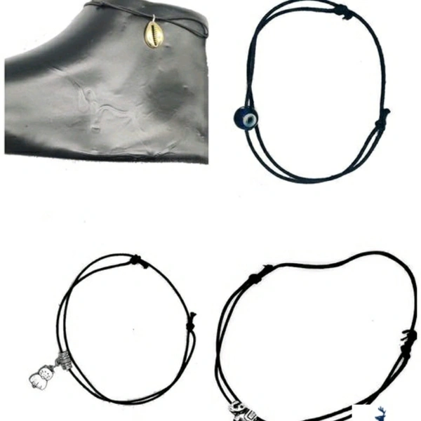 German Silver Thread Anklet collection combo of 5 -ds02 - india, 5.0