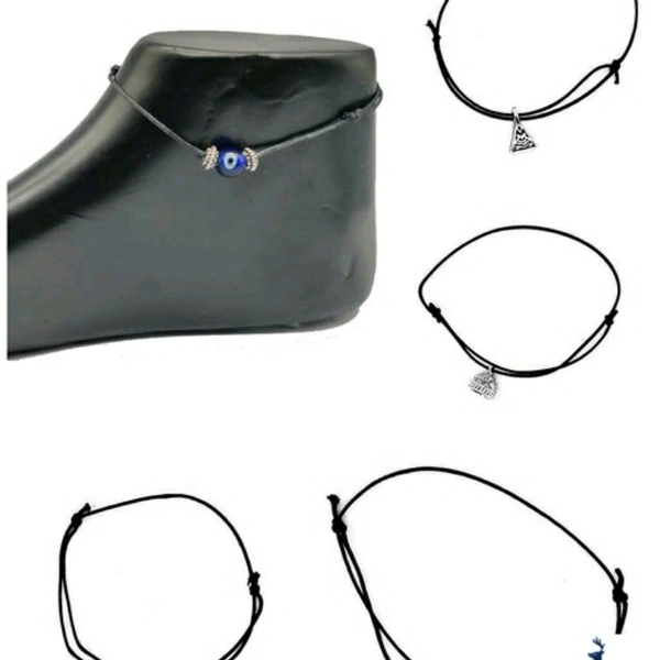 German Silver Thread Anklet collection combo of 5 -ds02 - india, 5.0
