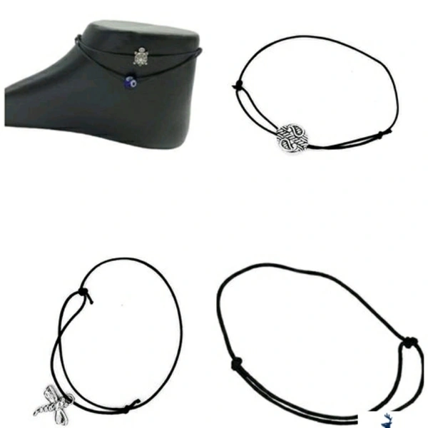 German Silver Thread Anklet collection combo of 5 -ds02 - india, 5.0