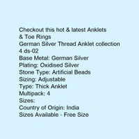German Silver Thread Anklet collection combo of 5 -ds02 - india, 5.0