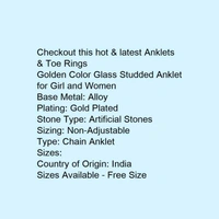 Golden Color Glass Studded Anklet for Girl and Women - 5.0