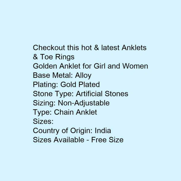 Golden Color Glass Studded Anklet for Girl and Women - 5.0