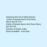  Cotton Checked Apron And Oven Glove Set Of 5 PcCotton Checked Apron And Oven Glove Set Of 5  - 4.8