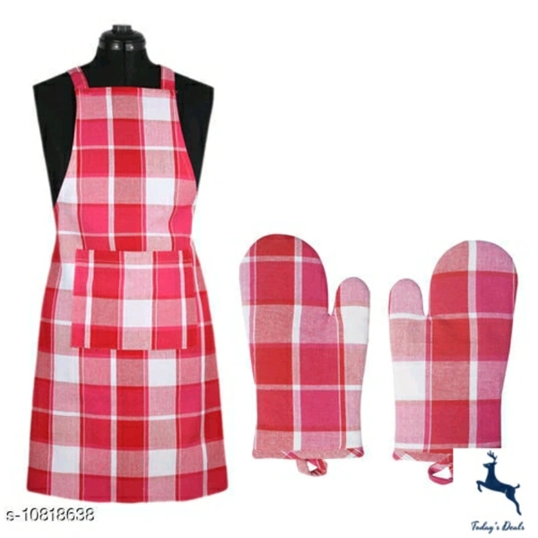  Cotton Checked Apron And Oven Glove Set Of 5 PcCotton Checked Apron And Oven Glove Set Of 5  - 4.8