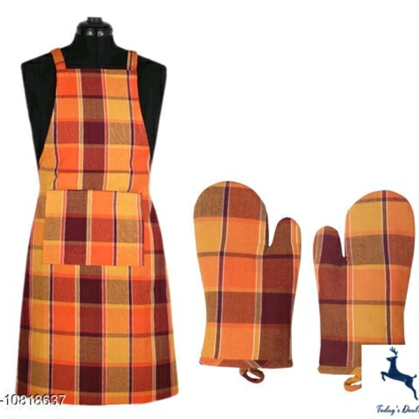  Cotton Checked Apron And Oven Glove Set Of 5 PcCotton Checked Apron And Oven Glove Set Of 5  - 4.8