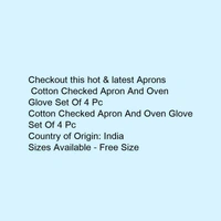 Cotton Checked Apron And Oven Glove Set Of 5 PcCotton Checked Apron And Oven Glove Set Of 5  - 4.8