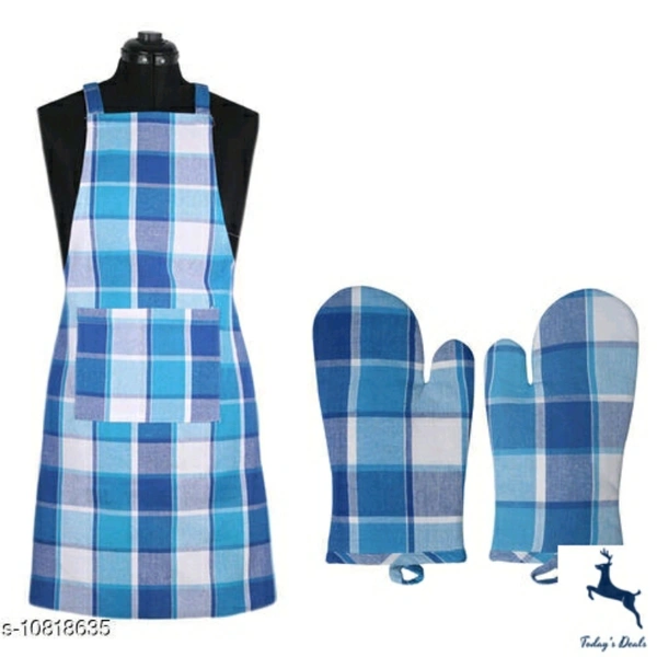  Cotton Checked Apron And Oven Glove Set Of 5 PcCotton Checked Apron And Oven Glove Set Of 5  - 4.8