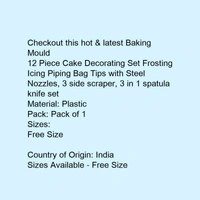 12 Piece Cake Decorating Set Frosting Icing Piping Bag Tips with Steel Nozzles, 3 side scraper, 3 in 1 spatula knife set - 5.0