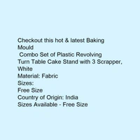  Combo Set of Plastic Revolving Turn Table Cake Stand with 3 Scrapper, White - 5.0