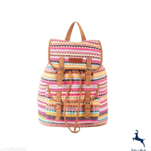 ASTRID MULTI COTTON DHURRY GIRLS BACKPACK MEDIUM SIZE - 5.0