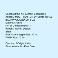 ASTRID MULTI COTTON DHURRY GIRLS BACKPACK MEDIUM SIZE - 5.0