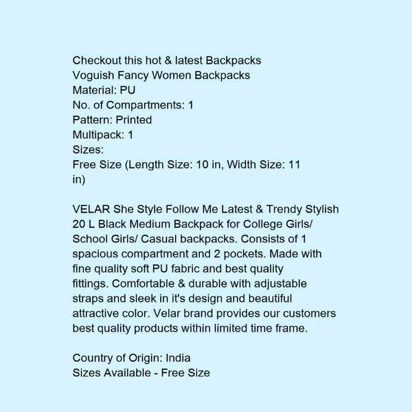 Voguish Fancy Women Backpacks - 5.0