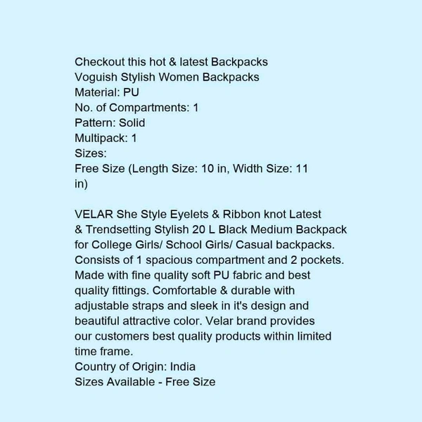 Ravishing Fancy Women Backpacks - 5.0