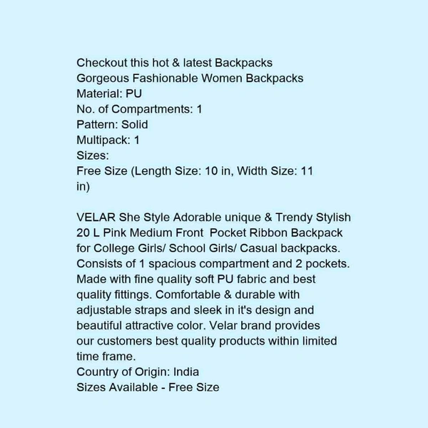 Gorgeous Fashionable Women Backpacks - 5.0