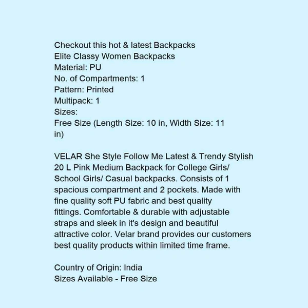 Elite Classy Women Backpacks - 5.0
