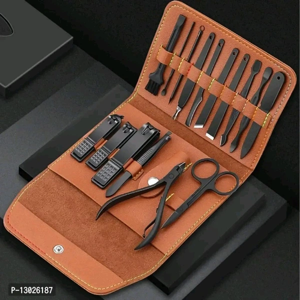 Lenon 16-IN-1 Professional Stainless Steel Manicure Pedicure Kit for Home & Travel - Dorado