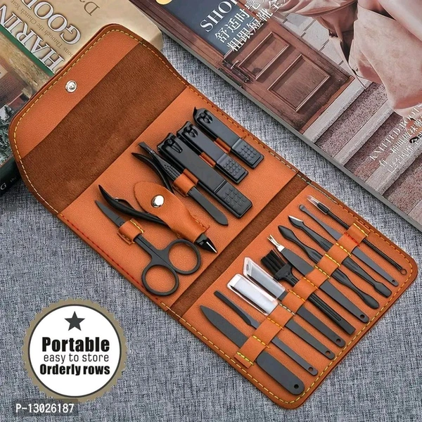 Lenon 16-IN-1 Professional Stainless Steel Manicure Pedicure Kit for Home & Travel - Dorado