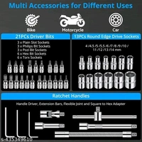 Tool Kit 46 Pieces Drive Socket Set Auto Repair Hand Tool Ratchet Wrench Set - Wild Watermelon